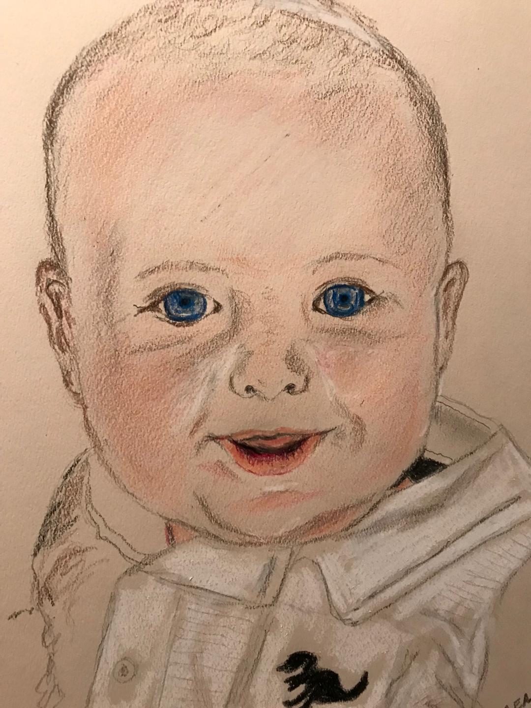 Custom commissioned portraits of babies or children by Andrea at aciremA.com
