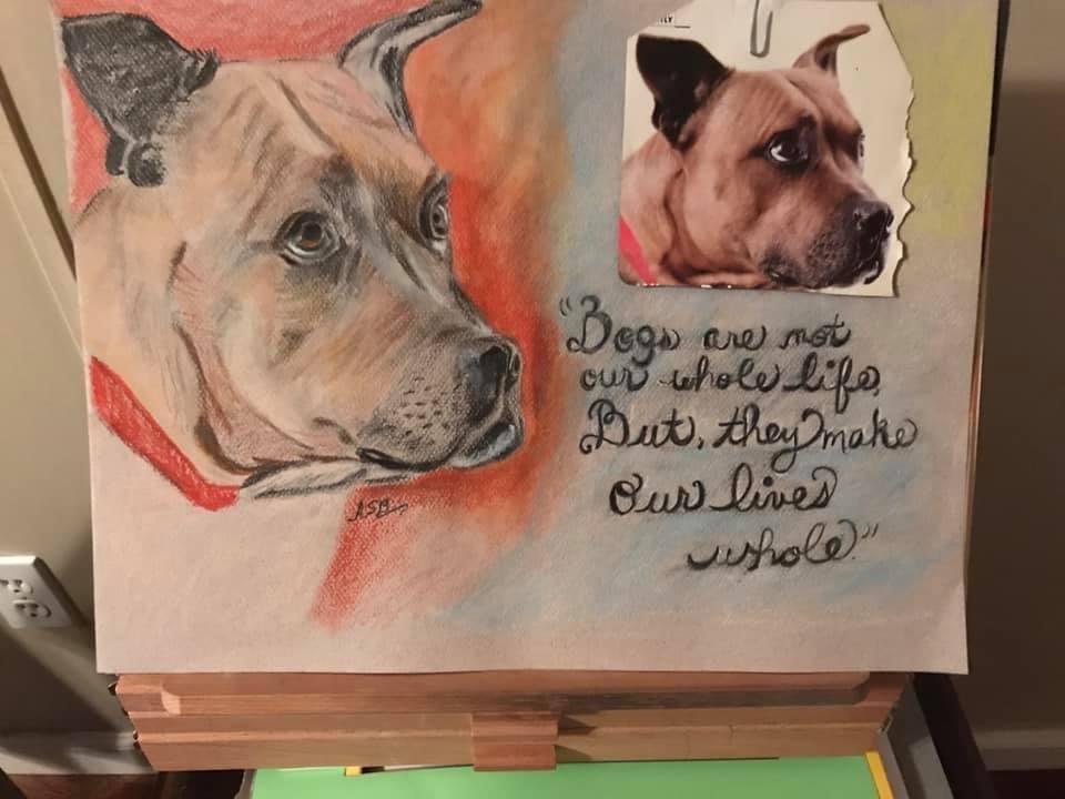 portrait of german shepherd dog by artist Grammy Puppy. Copyright 2020 - 2021  by Grammy Puppy with Copyrght by  Andrea Buto all rights reserved. visit acirema.com for information on how to order print or to commission your own portrait from a quality photograph.